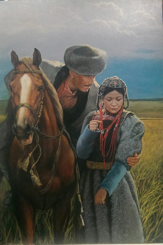 Джигит на коне и девушка
